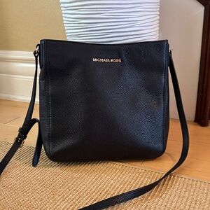 Michael Kors Black Leather Handbag with Gold Accents